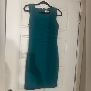 Calvin Klein Teal Sleeveless Midi Sheath Dress